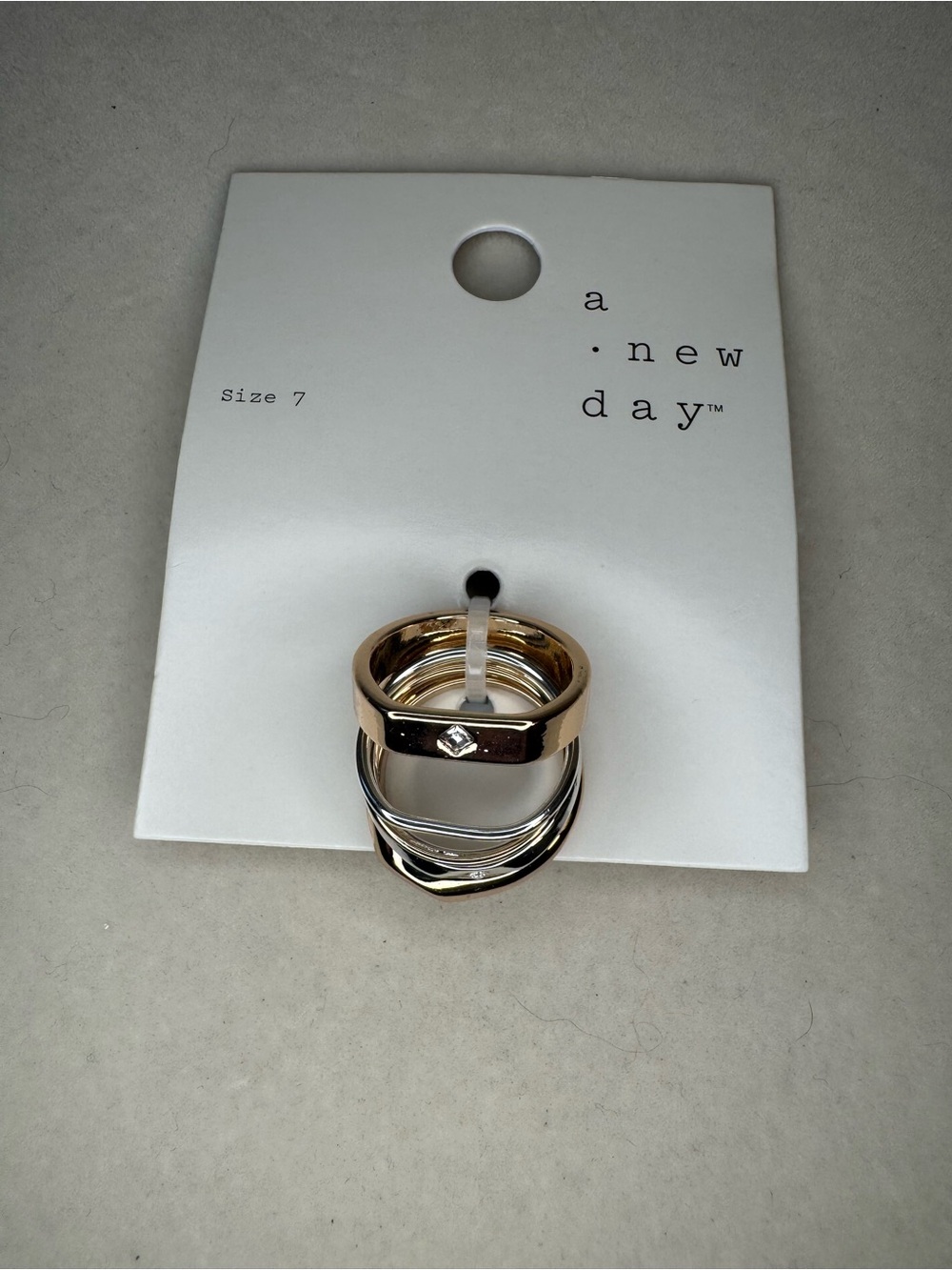 New A new day Gold and Silver Stackable Ring Set with Center Stone, sz 7